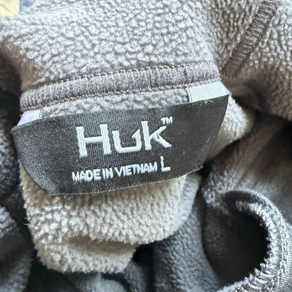 Huk Fin Hoodie Men Large Gray Base Layer Performance Fishing Fleece - Picture 10 of 12
